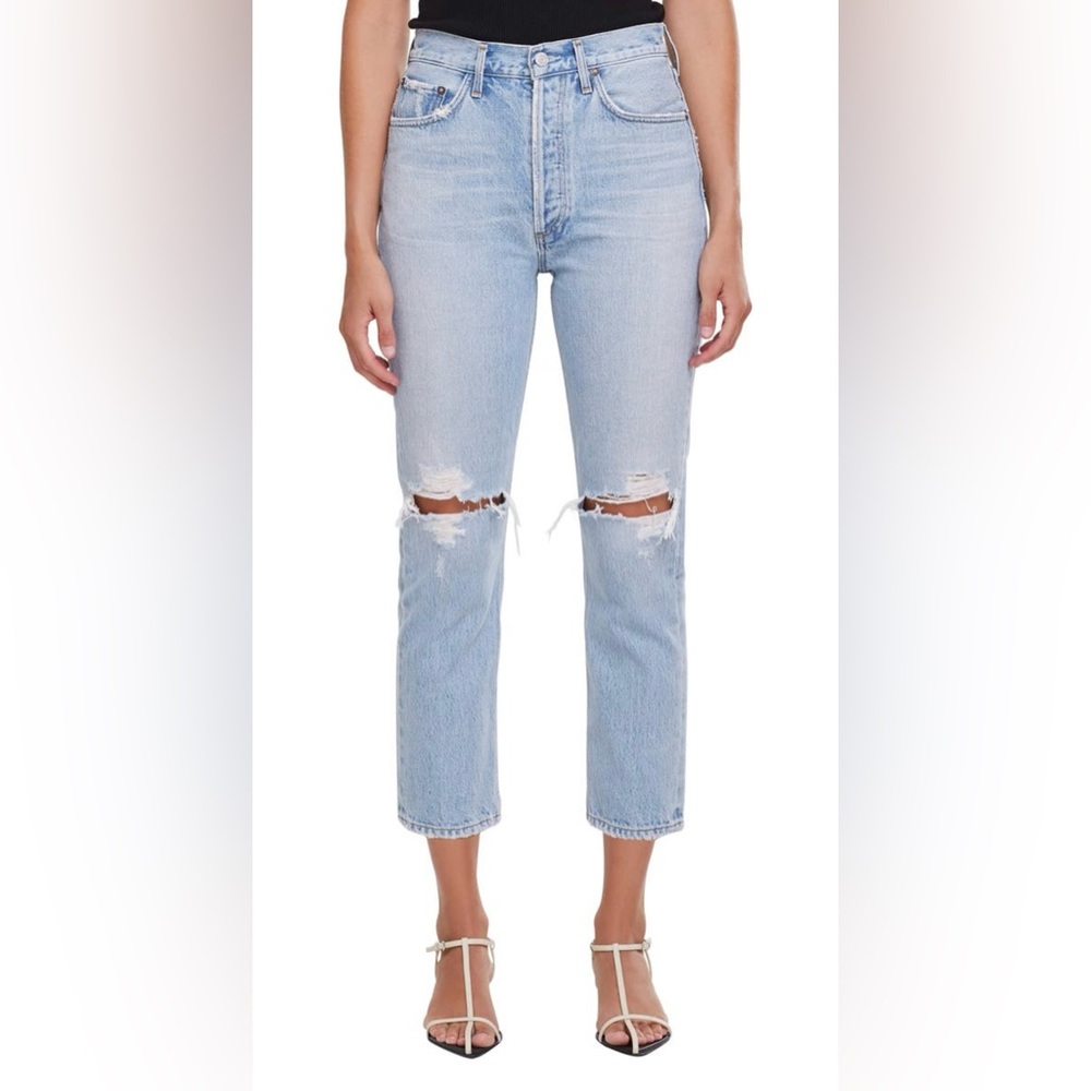 AGOLDE Riley High Rise Straight Crop Jeans - Color:Clear Skies - Size 28/6